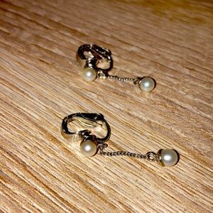 Girls or Baby real pearl clip on vintage earrings